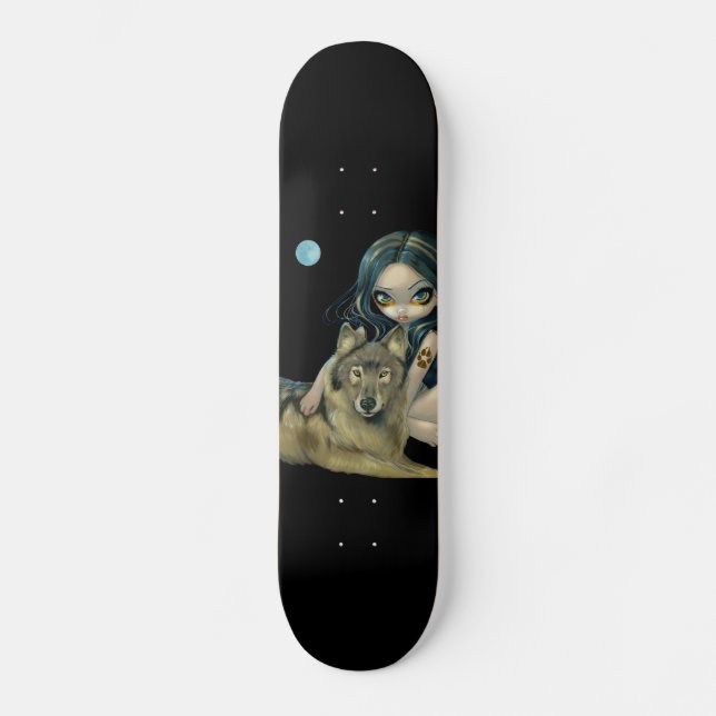 Wolf-Mond-Skateboard Skateboard (Vorderseite)