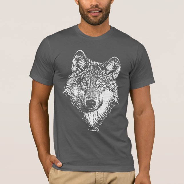 Wolf-Monochrom-T - Shirt (Vorderseite)
