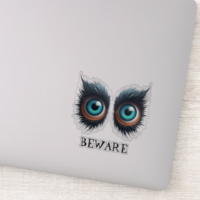 Wolf Monster Eyes - BEWARE Aufkleber (Detail)