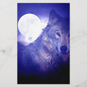 Wolf, Moon & Blue Night Briefpapier