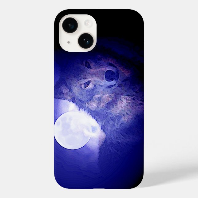 Wolf, Moon & Blue Night Case-Mate iPhone Hülle (Rückseite)