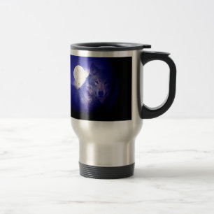 Wolf, Moon & Blue Night Reisebecher