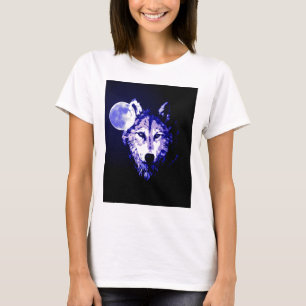 Wolf & Moon Dark Blue Night Collage T-Shirt