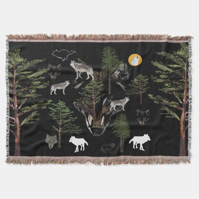 Wolf & Moon Decke (Vorderseite)