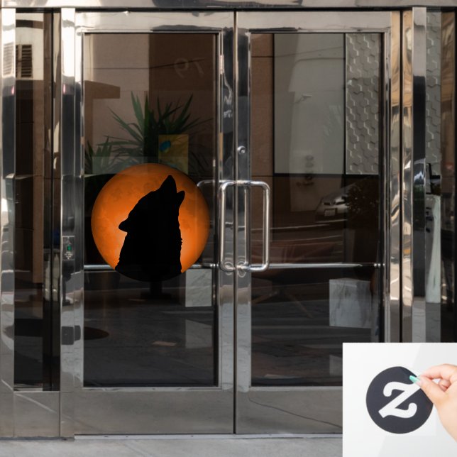 Wolf Moon Fensteraufkleber (Büro Tür)