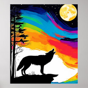 Wolf Moon Howl Art Poster