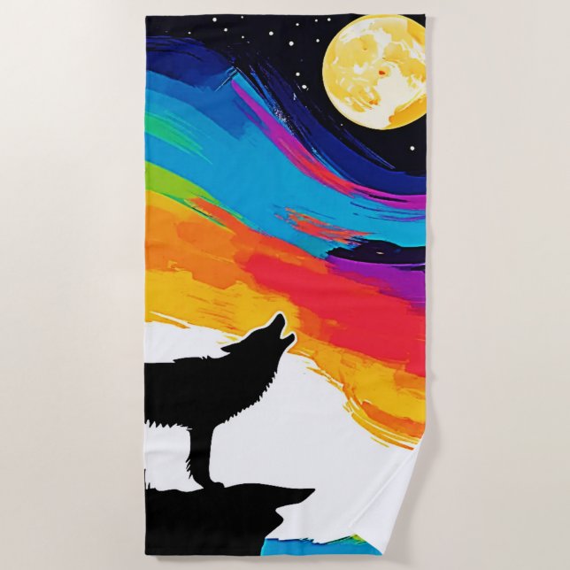 Wolf Moon Howl Art Strandtuch (Vorderseite)