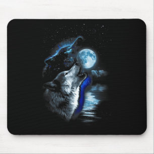 Wolf Moon Lake Wolf Howling Full Moon Wolf Graphic Mousepad