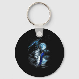 Wolf Moon Lake Wolf Howling Full Moon Wolf Graphic Schlüsselanhänger