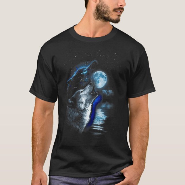 Wolf Moon Lake Wolf Howling Full Moon Wolf Graphic T-Shirt (Vorderseite)