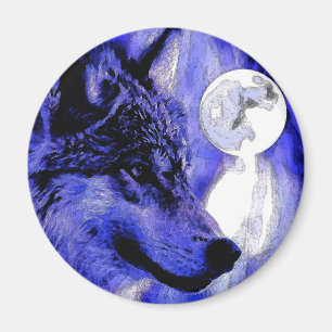 Wolf & Moon Magnet