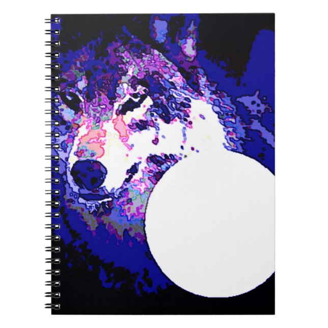 Wolf & Moon Notebook Notizblock (Vorderseite)