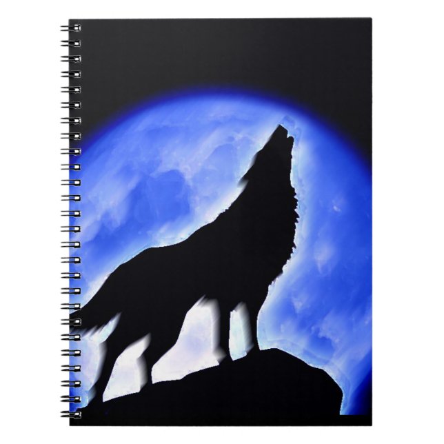 Wolf & Moon Notebook Notizblock (Vorderseite)