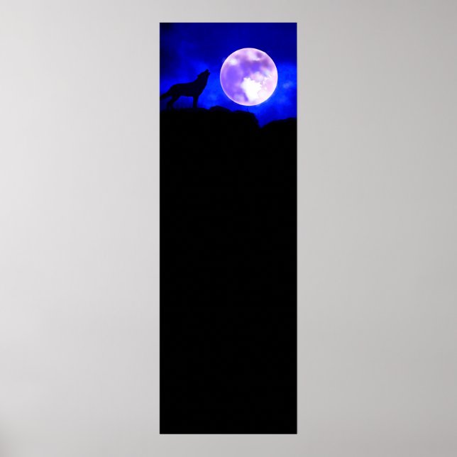 Wolf & Moon Panorama Poster Print (Vorne)