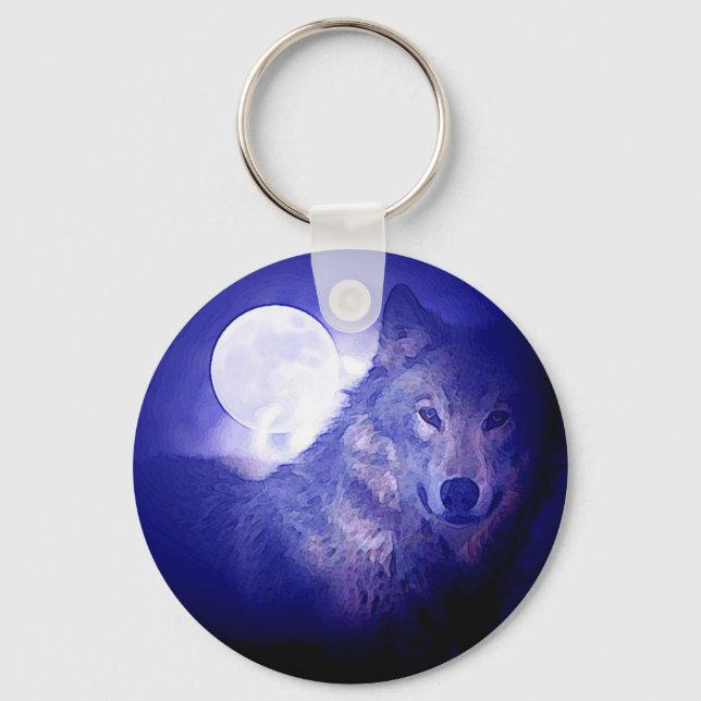 Wolf & Moon Schlüsselanhänger (Vorderseite)