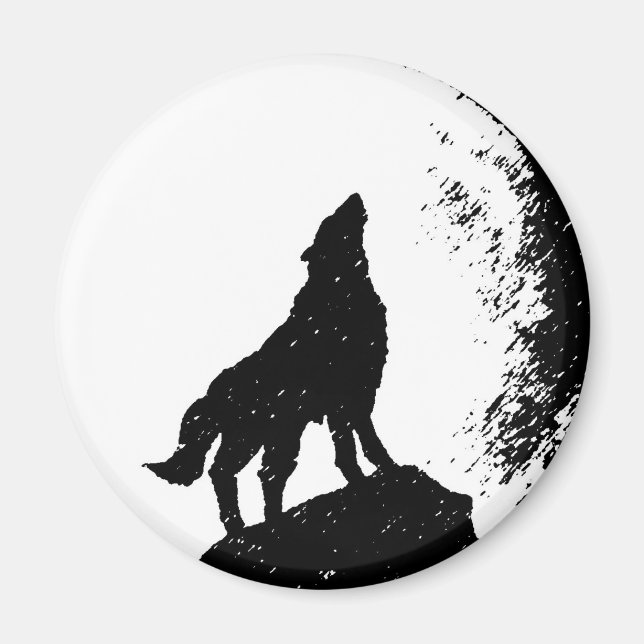 Wolf & Moon Silhoutte Magnet (Vorne)