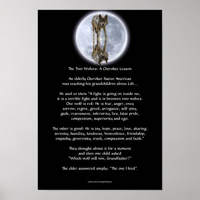 Wolf & Moon TWO WOLVES CHEROKEE TALE Art Poster (Vorne)