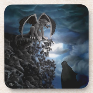 Wolf Moon - Wolf mit Golem Getränkeuntersetzer