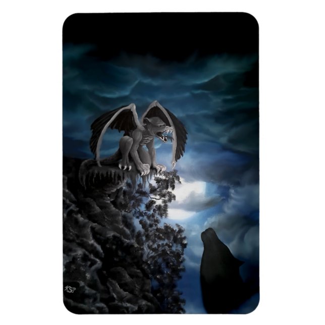 Wolf Moon - Wolf mit Golem Magnet (Vertikal)