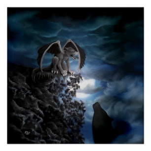 Wolf Moon - Wolf mit Golem Poster