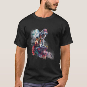 Wolf Motif Animal Lover Forest Art Wildes Tier Nat T-Shirt