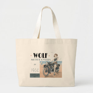 Wolf Motorräder Poster Vintag große Tottasche Jumbo Stoffbeutel