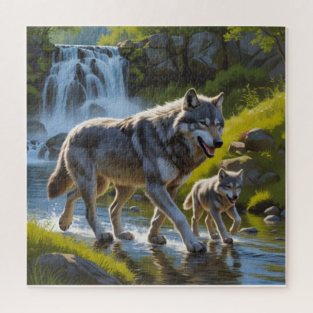 Wolf Mutter und Welpe (Vertikal)