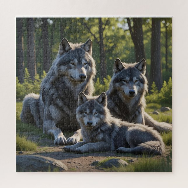 Wolf-Mutter-und-Welpe-Puzzle (Vertikal)