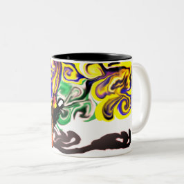 Wolf Nacht sternenklar Zweifarbige Tasse