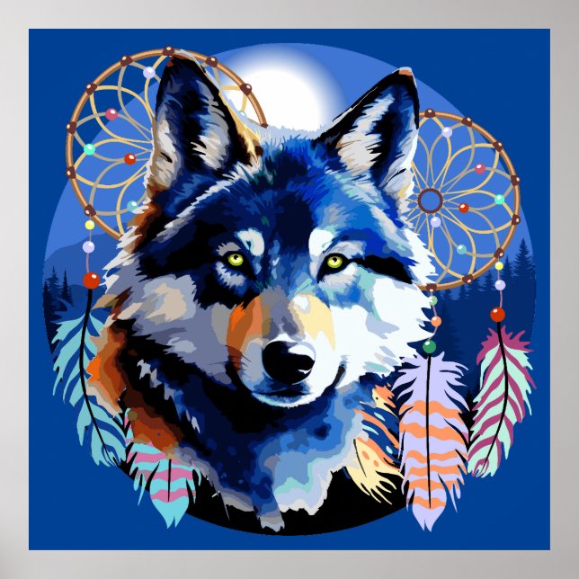 Wolf Native Animal Spirit Poster (Vorne)