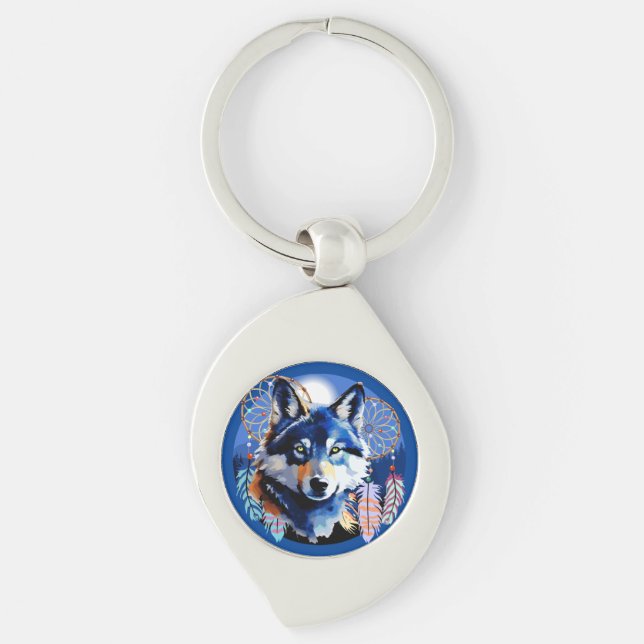 Wolf Native Animal Spirit Schlüsselanhänger (Vorderseite)