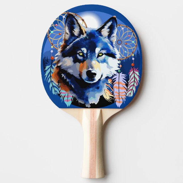 Wolf Native Animal Spirit Tischtennis Schläger (Vorderseite)