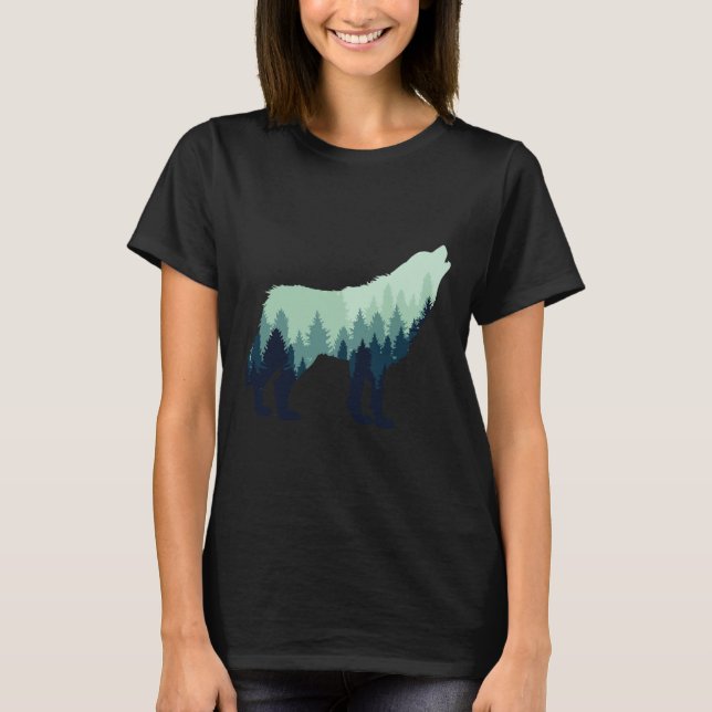 Wolf Natur Outdoor Forest Camping Wandergeschenk T-Shirt (Vorderseite)