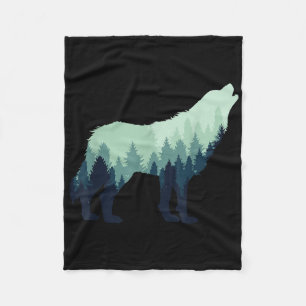 Wolf Natur Outdoor Wald Camping Wandern Geschenk Fleecedecke