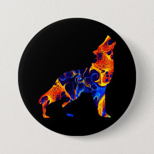 WOLF NEON ABSTRAKTE MALEREI BUTTON