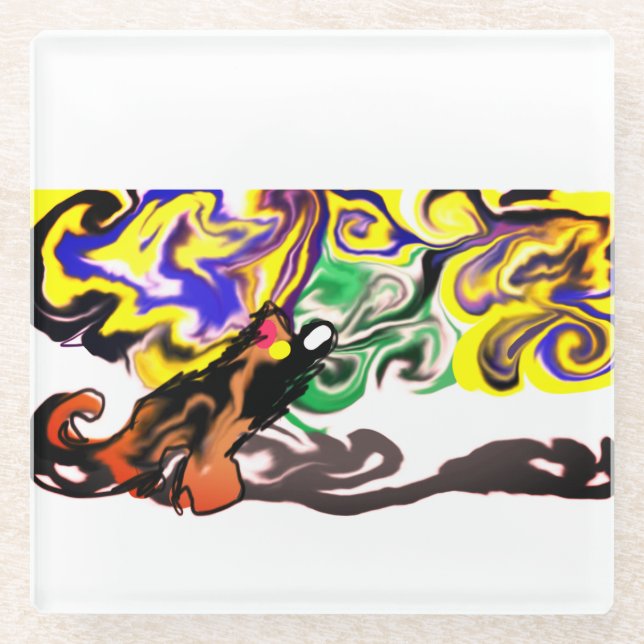 Wolf night stary  glasuntersetzer (Vorderseite)