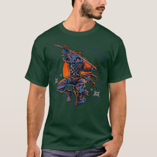 Wolf Ninja Samurai Sword Martial Arts Vintag Japa T-Shirt