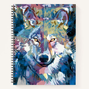 Wolf Notebook - Blue Wolf Writing Pad Notizbuch