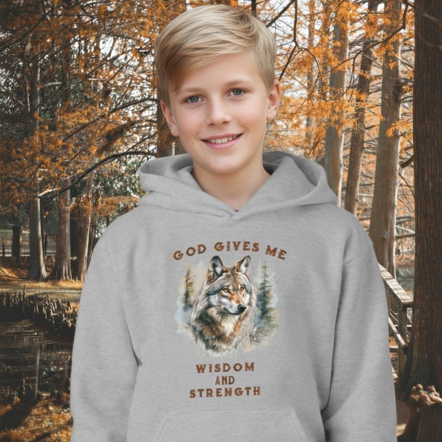 Wolf of Strength Christian Kid Hoodie (Von Creator hochgeladen)