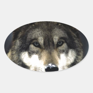 Wolf Ovaler Aufkleber