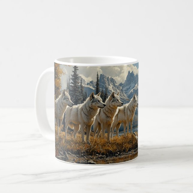 Wolf Pack am See Kaffeetasse (Vorderseite Links)