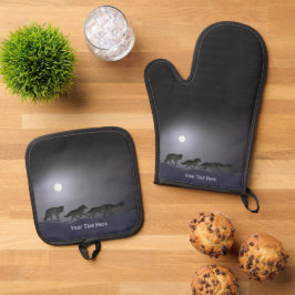 Wolf Pack - Brillante Nacht Ofenhandschuh & Topflappen-Set