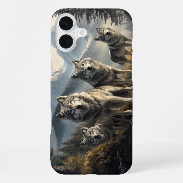 Wolf Pack in der Bergwelt iPhone 16 Plus Hülle (Rückseite)
