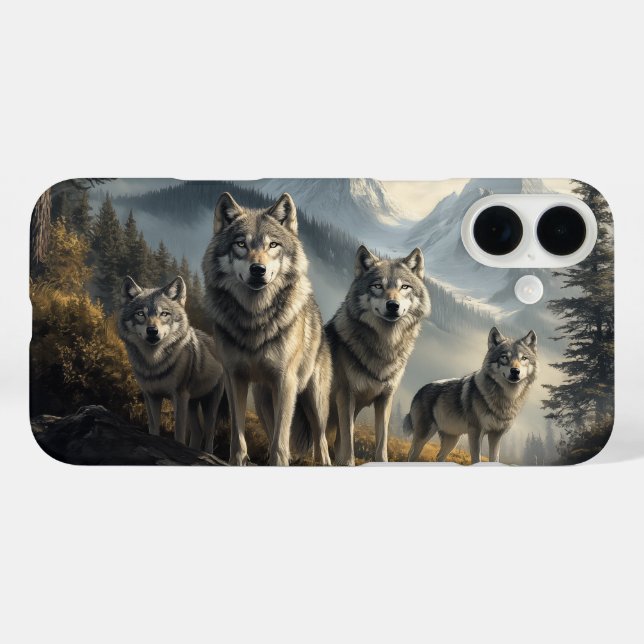 Wolf Pack in der Bergwelt iPhone 16 Plus Hülle (Rückseite (Horizontal))