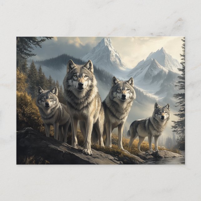 Wolf Pack in der Bergwelt Postkarte (Vorderseite)