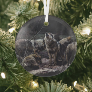 Wolf Pack Ornament Aus Glas