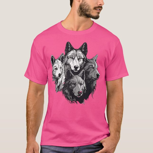 Wolf Pack Wolf Stencil Wolf Familie T-Shirt (Vorderseite)
