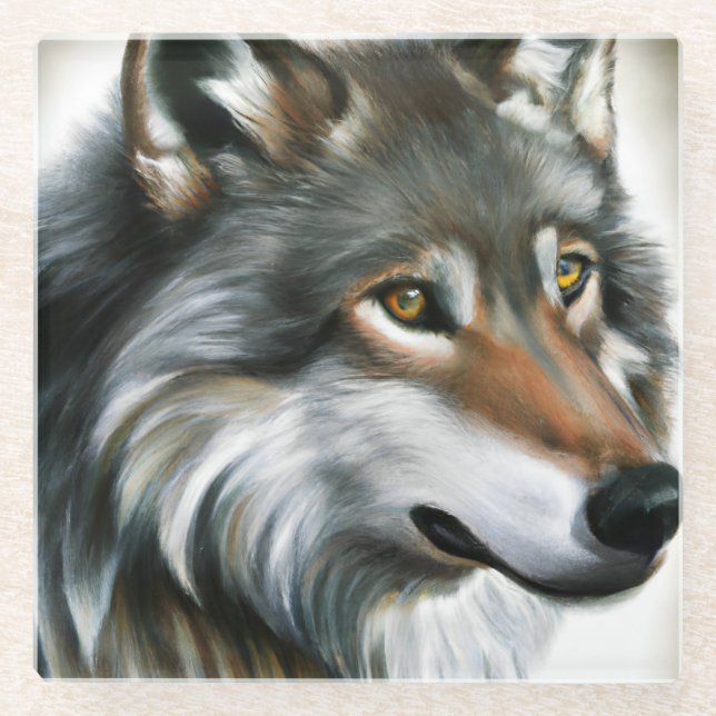 Wolf Painting Glasuntersetzer (Vorderseite)