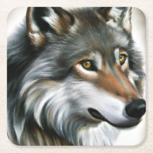 Wolf Painting Rechteckiger Pappuntersetzer