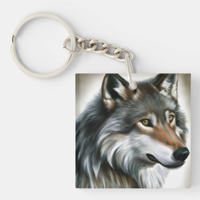 Wolf Painting Schlüsselanhänger (Vorderseite)